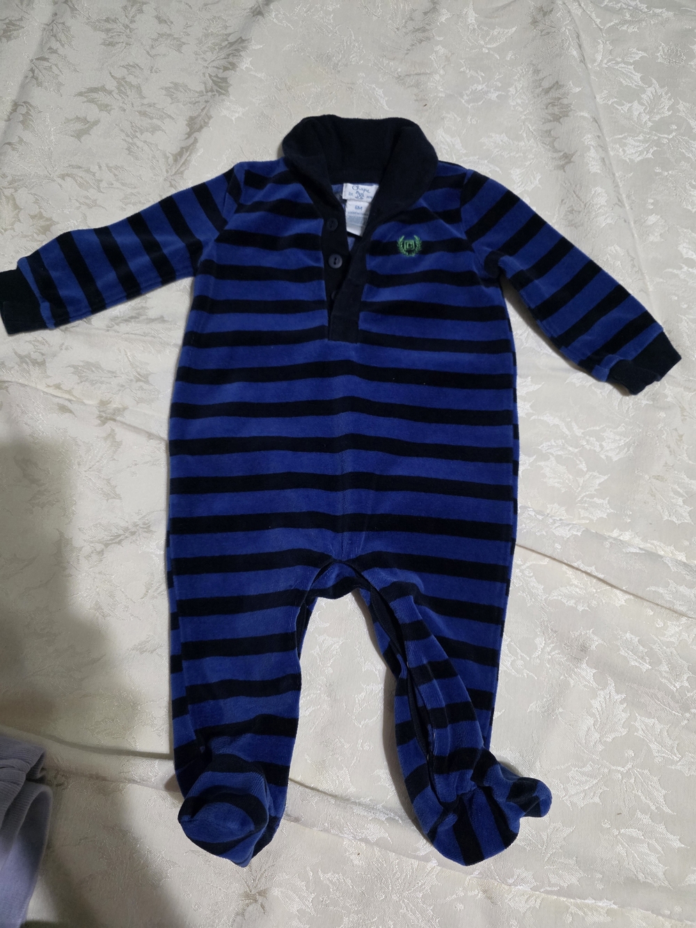 Chaps Navy & Black Striped Footed One-Piece